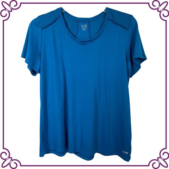 Champion Blue Teal Workout Short Sleeve Top Large - Picture 1 of 5